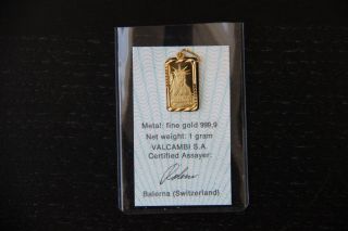 1 Gram Credit Suisse Statue Of Liberty Gold Bar (with Assay) photo