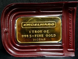Engelhard 1 Oz 999.  5+ Fine Gold Bar photo