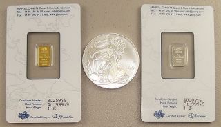 Pamp Suisse Gold Silver & Platinum Precious Metals Pack 2013 American Eagle photo