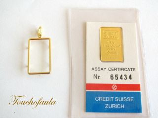 24k Pure Gold Credit Suisse Two And One Half (2.  5) Gram Ingot With Frame photo
