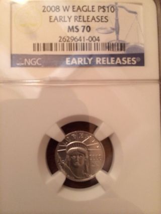 2008 W $10 Platinum Eagle Burnished Ngc Ms70 Early Releases photo