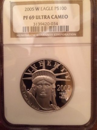 2005 W $100 1 Oz Platinum American Eagle Proof Ngc Pf 69 Ultra Cameo photo