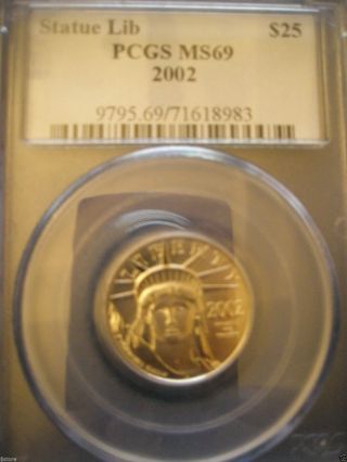 2002 $25 Pcgs Ms69 Statue Of Liberty Platinum American Eagle photo