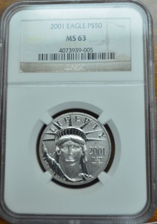 2001 Platinum $50 Eagle Ngc Ms63 photo