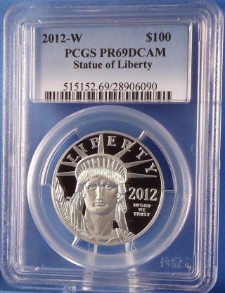 2012 W American Eagle Statue Of Liberty 1 Oz Platinum Proof Coin Pcgs Pr69dcam photo