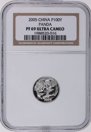 2005 China 100 Yuan Platinum Panda - Ngc Pf 69 Ucam - photo