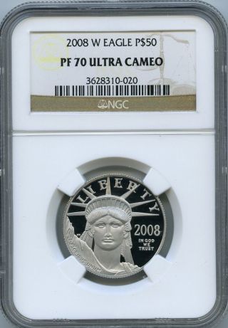2008 - W $50 (1/2 Oz. ) Proof 70 Platinum Eagle Ngc Pf 70 Ucam photo