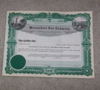 Wilsondale Gas Company Stock Certificate photo