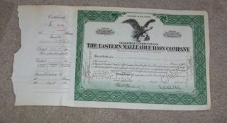 Eastern Malleable Iron Company Stock Certificate 1/36 photo