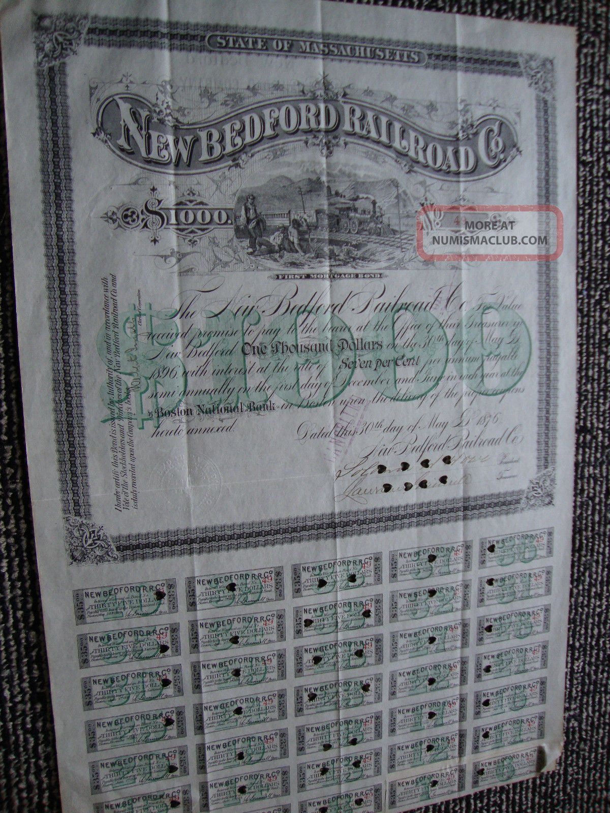 Bedford Ma Railroad Stock Certificate,  Bedford,  Ma Transportation photo