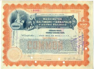 Washington Baltimore & Annapolis Electric Railroad Company Stock Certificate Rr photo
