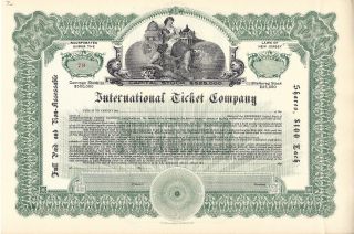 International Ticket Company. . . .  Unissued Stock Certificate photo
