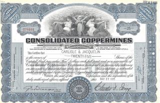 Consolidated Coppermines Corporation. . . . .  1955 Stock Certificate photo