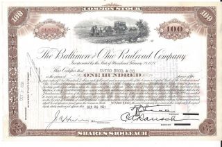 The Baltimore And Ohio Railroad Company. . . . .  1951 Stock Certificate photo