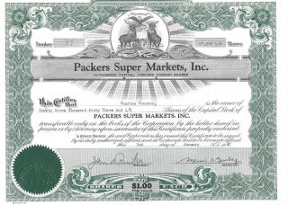 Packers Markets Inc. . . . . . .  1947 Stock Certificate photo