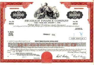 Fruehauf Finance Corp Mi 1973 Stock Bond Certificate photo