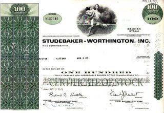 Studebaker - Worthington,  Inc 1970 Stock Certificate photo