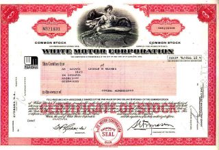 White Motor Corporation Oh 1981 Stock Certificate photo
