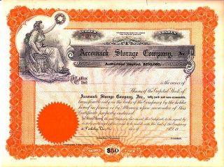 Accomack Storage Company Va Stock Certificate photo