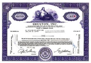 Shulton,  Inc.  Nj 1965 Stock Certificate photo