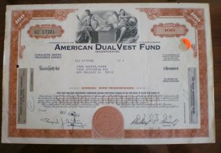 American Dual Vest Fund,  100 Shares,  1969,  Stock photo
