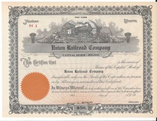 Union Railroad Company. . . . . .  Unissued Stock Certificate photo