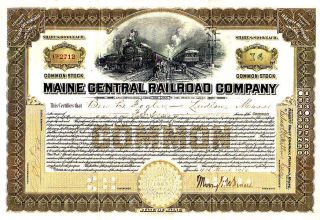 Maine Central Railroad Company Me 1918 Stock Certificate photo