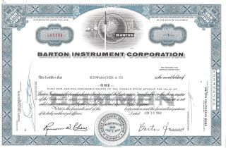 Barton Instrument Corporation. . . . . .  1964 Stock Certificate photo