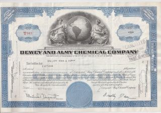Dewey And Almy Chemical Company. . . . . .  1951 Stock Certificate photo