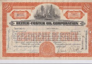 Reiter - Foster Oil Corporation. . . . . .  1936 Stock Certificate photo