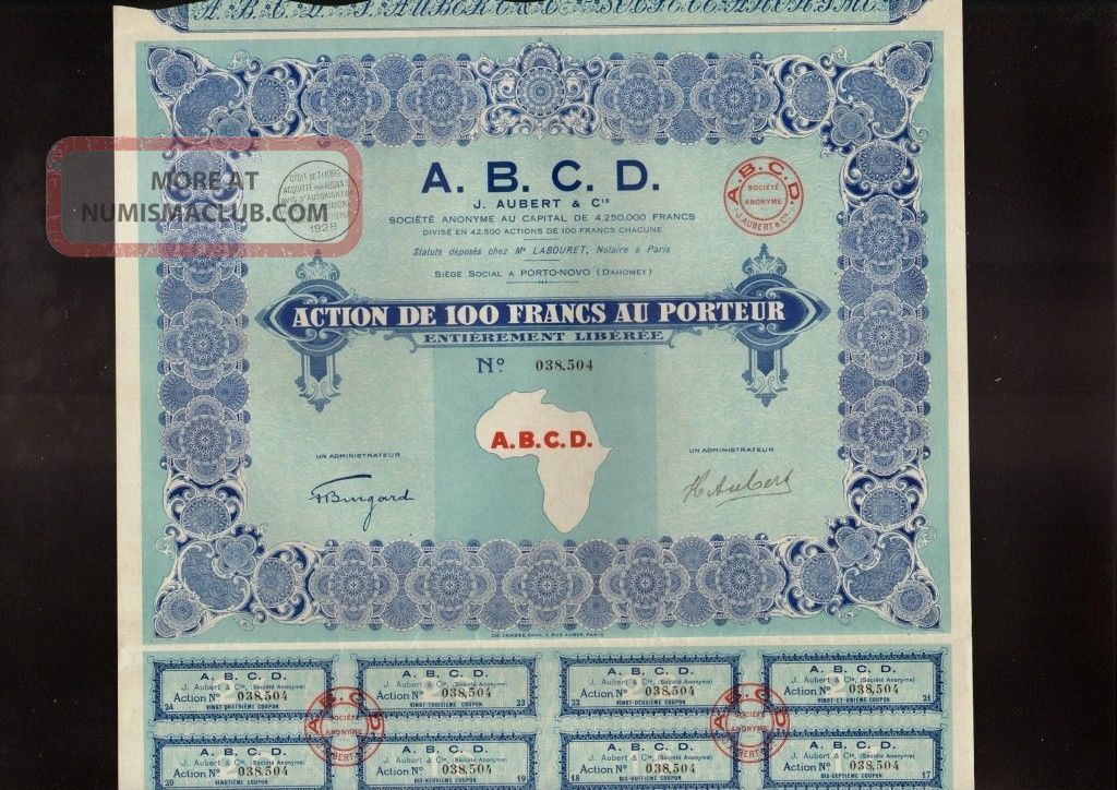 Africa / Dahomey A.  B.  C.  D.  J Aubert & Cie Porto Novo Dd 1928 World photo