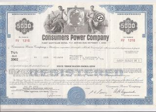 Consumers Power Company. . . . . .  First Mortgage Bond Due 1999 photo
