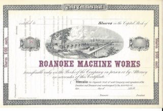 Roanoke Machine. . . . . . .  1880 ' S Unissued Stock Certificate photo