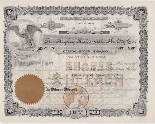 The Higley Automatic Sulky Co. . . . . . . .  Unissued Stock Certificate photo