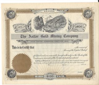 The Antler Gold Mining Company. . . . . .  Unissued Stock Certificate photo