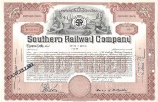 Southern Railway Company. . . . .  1956 Preferred Stock Certificate photo