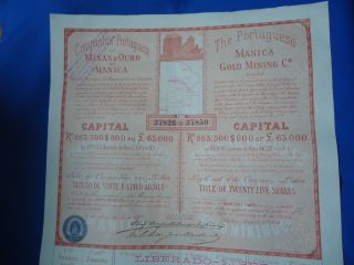 Portugal Mozambique Share Manica Minas Ouro 4500 Reis 1899 Look Scans photo