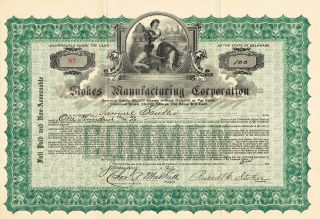 Usa Stokes Manufacturing Corporation Stock Certificate 1921 photo