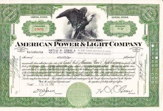 American Power & Light Company Me 1950 Stock Certificate photo