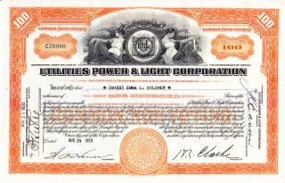 Utilities Power & Light Corporation Va 1933 Stock Certificate photo