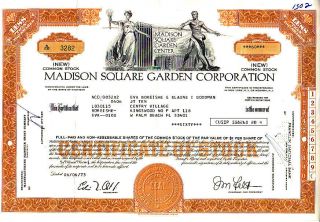 Madison Square Garden Mi 1973 Stock Certificate photo