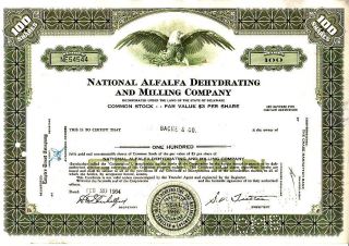 Nat ' L Alfalfa Dehydrating & Milling Stock Certificate photo