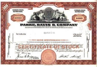 Parke Davis & Company Mi 1969 Stock Certificate photo