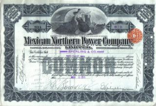 Mexico 1911 Mexican Northern Power Company Ltd 1 Share $100 Uncancelled Deco photo