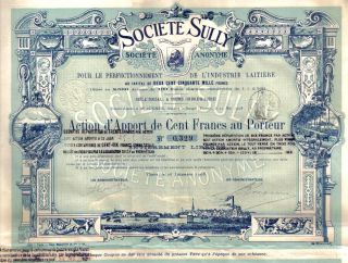 France Bond 1908 Society Sully 100 Fr Top Deco Uncancelled Coupons photo