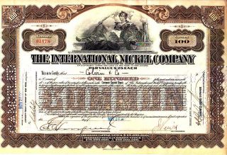 International Nickel Nj 1925 Stock Certificate photo