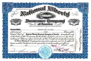 National Liberty Insurace Co.  Ny 1935 Stock Certificate photo