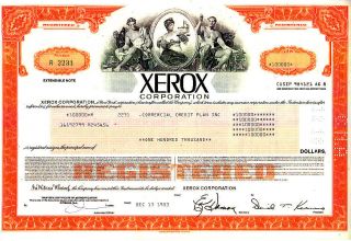 Xerox Corporation Ny 1983 Stock Bond Certificate photo