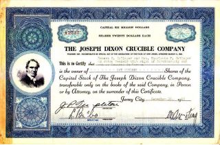 Joseph Dixon Crucible Company Nj 1955 Stock Certificate photo