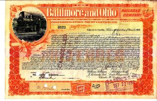Baltimore And Ohio Railroad Md 1899 Stock Certificate photo